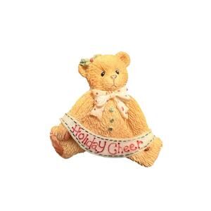 Vintage Teddy Bear Christmas Pin Cherished Teddies Enesco Holiday Cheer Resin